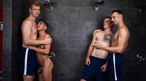 When Andy Taylor is accosted in the shower by some boneheaded bullies, his step-brother Dacotah Red is there to stick up for him. Dacotah assures Andy that it's okay to be 'different' and offers him his first kiss with a guy, followed quickly by his first fuck.