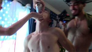 We don't have a lot of rules for the frat, but it's bro code not to fuck another man's girl. You'd think this dumbass would know that. This newer frat guy fucked another bro's girlfriend, so the whole house punished him for it...