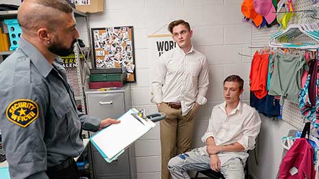 Young perps Cole Church and Jay Tee get brought to the backroom by officer Marco Napoli after suspecting them of stealing some fireworks. The boys deny everything and seem to be ready to pin it on the other.