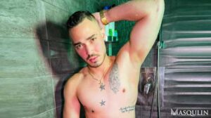 Thiago is a toned guy with tattoos and a face full of stubble, sporting some nice tattoos, a shaved package, and a nice uncut cock. Today, we find him in the shower prepping for his Hot AF debut!