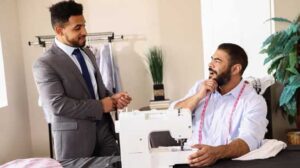 Rodrigo needs some alterations done on his pants and approaches Draven. They measure each other, with Rodrigo sucking Draven's dick, and Draven fucking him thereafter.