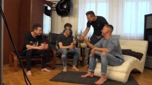 We have a lovely backstage video from Wank Party #134 which features Hugo Antonin, Tadeas Hospodar, Martin Hlozek and Tomas Mracek. We join the guys as they listen to instructions from the crew with Hugo being very chatty too.