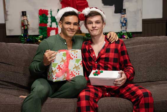 When Jake Preston wakes up with a boner in his holiday PJs, he asks his boyfriend Damian for attention, but Damian doesn't want to fool around at his parents' house.