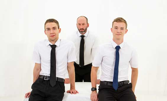 When President Madison learns that Elder Aaron and Adrian aren’t getting along, he knows he has to teach them a hard lesson in respect. The two guys are attentive and give themselves entirely to Madison.