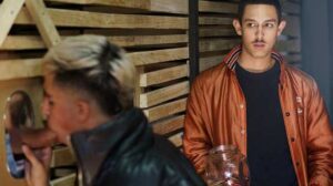 Enrique is a straight guy who has taken a job bartending at a gay sex club. On his first shift, he is greeted by Angel and Cain, a hot gay couple that comes on to him right from the start.