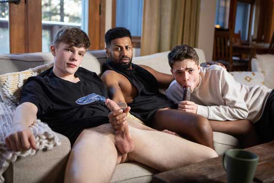 It's been an idyllic day in the mountains... until Malik Delgaty gets an irate phone call from his girlfriend, because someone sent her pics of him fucking Troye Dean!