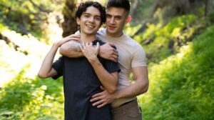 Things get romantic between Trevor Brooks and twink Sam Ledger as they take a walk in the woods and make out under a tree. The guys will remember this day forever, and their kissing quickly turns to...