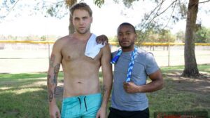 Jake Waters with another muscle stud, but ends up being the bottom bitch! I like to go somewhere warm when winter arrives. I hate cold weather.