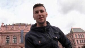 I was passing by a university, so I looked for any handsome Czech Hunter 744 students hanging around. Quickly I noticed a guy sitting alone on a park bench.