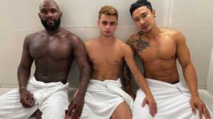 Travis writes to his buddy Alex that the saunas in Brazil are so teeming with studs that he just had the hottest orgy of his life, and the guys he met have all he ever wanted in big cocks.