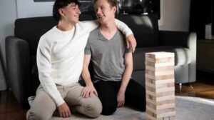 Twink Benny Fox is super bored playing a block stacking game with his pal, so Callum West proposes a way to keep it interesting: adding a strip penalty! Benny knocks over four blocks