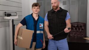 After delivery guy Jake Preston sends a dick pic with the package confirmation, he's arrested and processed by prison guard Brody Meyer. But Jake finds the cavity search a turn-on, and he's