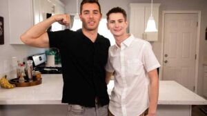 Carter Woods got his step-bro Trevor Harris a job working from home, and has been assigned to train him. Carter is stoked to show him how easy it is, and some of the perks of the job